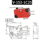 5pcs Travel Limit Switch Micro Switch Self-resetting V-152-1C25 3-pin Miniature Push Button Tactile Microswitch V-152 V-153 V-15