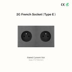 Avoir Wall Toggle Switch Gray Stainless Steel Panel Light Switches 2Way Power Socket Europe Korea French Electrical Outlets Home