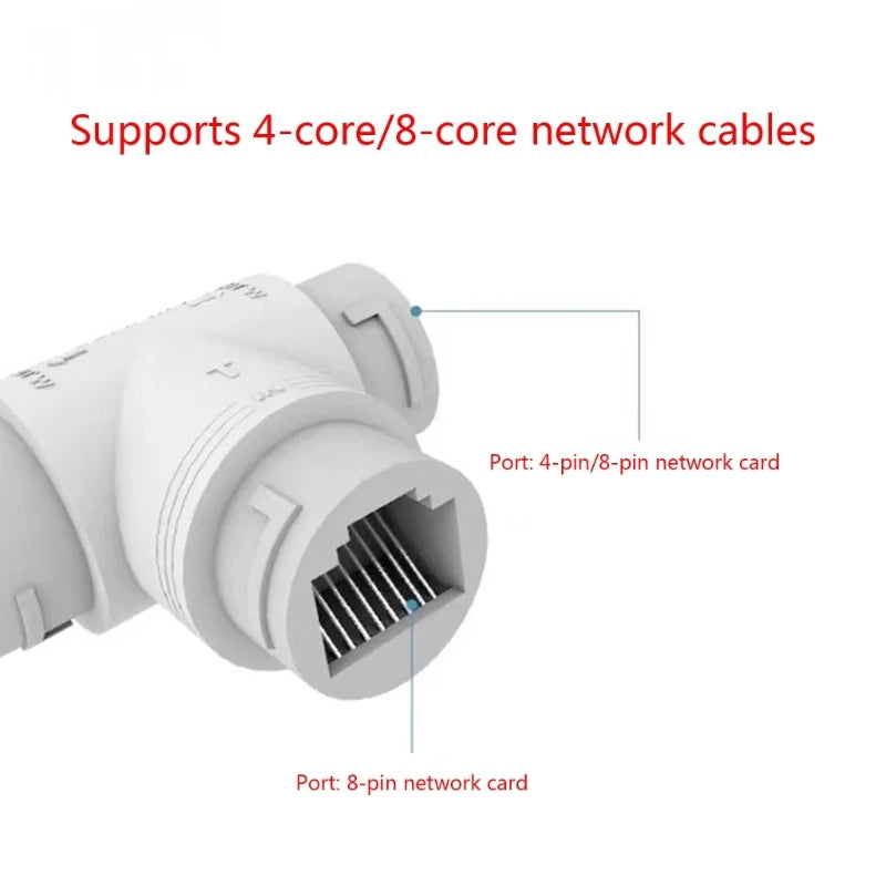 2-in-1 POE Splitter Three-Way RJ45 Connector for Security Camera Installation ,Networks Monitoring System