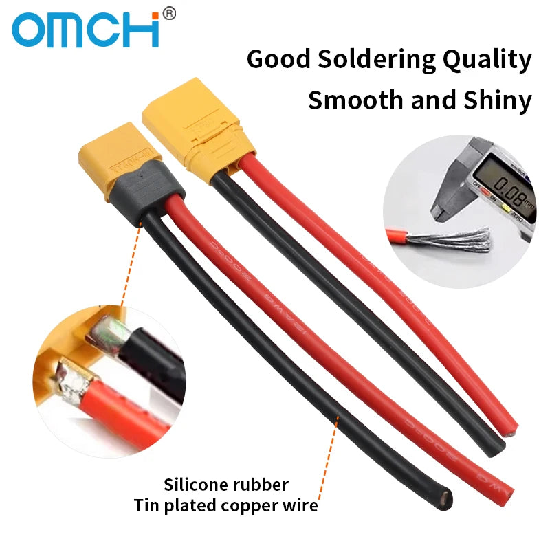OMCH XT60 12/14AWG XT90 10AWG Male Female Plug Battery Connector With Silicone Wire Cable For RC Airplane Lipo Battery Drone Car