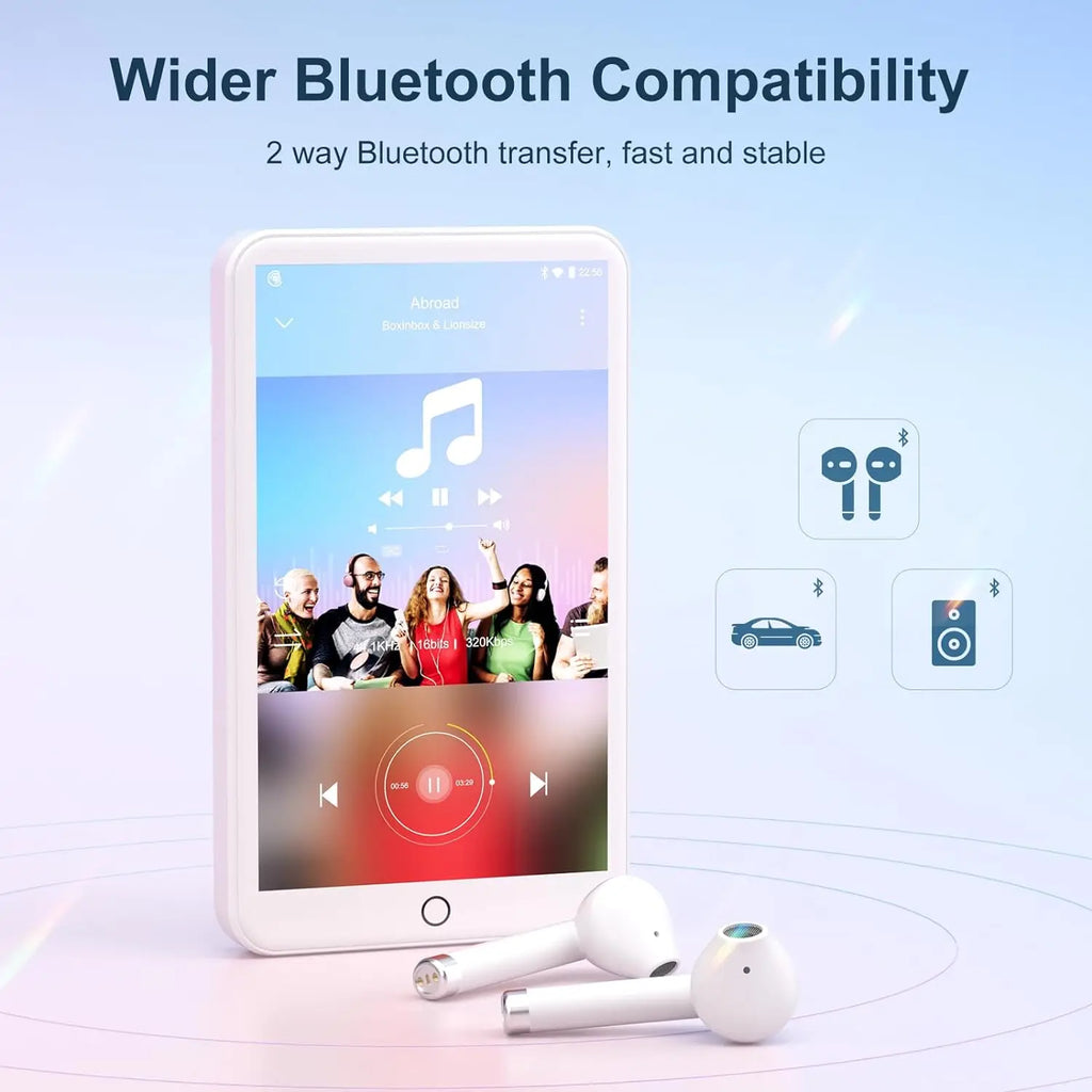 MECHEN 16GB Android 9.0  MP3 Player  with Bluetooth and WiFi， with Spotify，Audible，Pandora， Up to 512 GB (White)