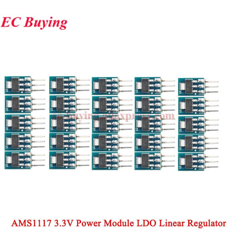 100Pcs/1pc AMS1117 3.3V 5V Power Supply Module AMS1117-3.3 AMS1117-5.0 LDO Linear Voltage Regulator Board 800mA PCB