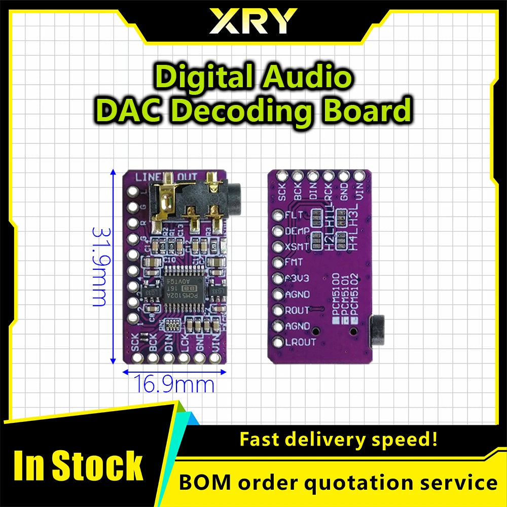 Interfaz I2S PCM5102A DAC, decodificador GY-PCM5102 I2S, módulo de reproductor para Raspberry Pi, placa de formato pHAT, placa d