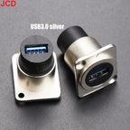 JCD 1pcs Metal D Type Module RJ45 CAT6&USB 2.0/3.0&Type C&HDMI-Jack Socket Through Network Panel Mounting Electronic Connector