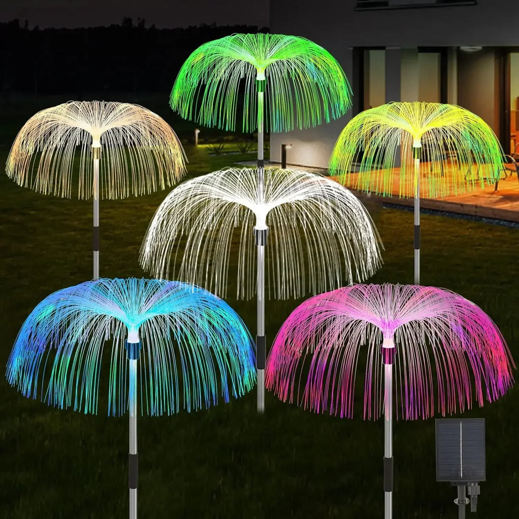 Outdoor Waterproof Yard Christmas Pathway Lawn Wedding Party Decoration Solar Power Flowers Lamp Solar Jellyfish Garden Lights