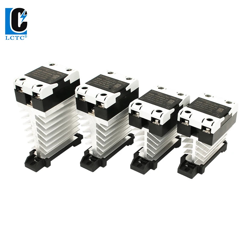 LCTC SSR 10A25a40a60A80A100A120A Solid State Relay with Radiator DC-AC AC-AC DC-DC DIN Rail Zero-crossing Relays