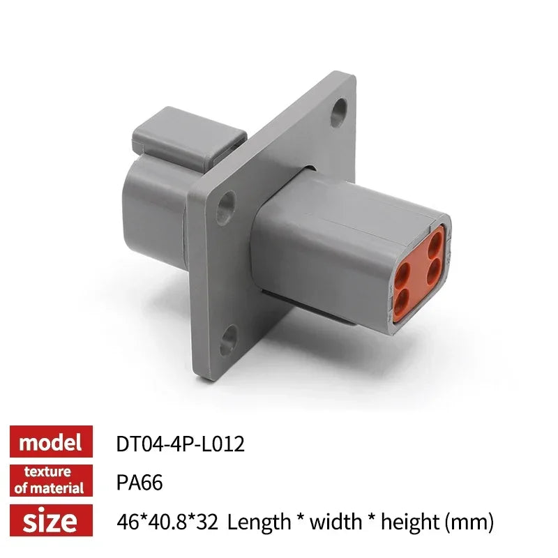 DT04-12P-L012 Waterproof Panel Mount Plug | Deutsch DT Series for Automotive Motor Wiring & Harsh Environments