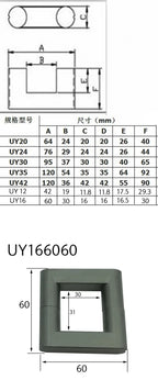 1Pair Balun bead UY1658/60 UU shape power transformer ferrite core 58x 58 60x60 60x62 Zinc ferrite MnZn PC40