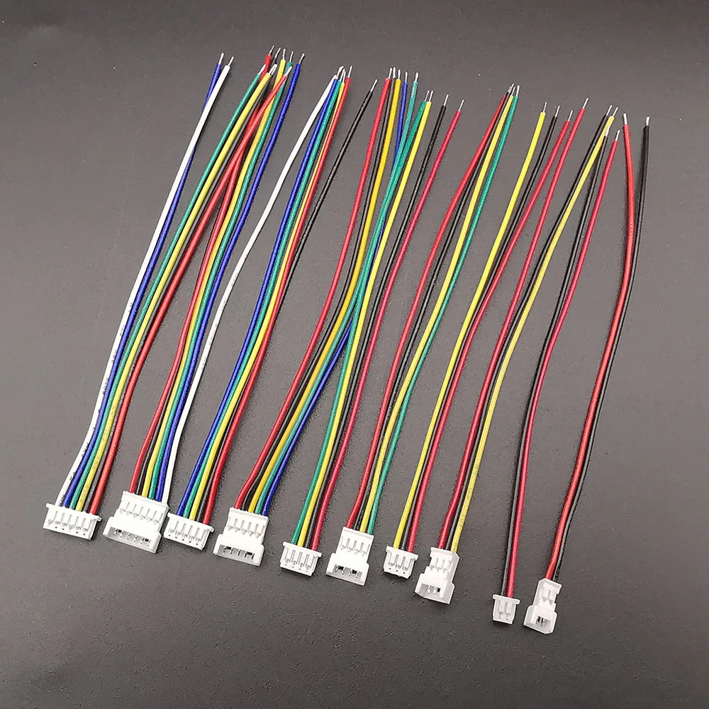 10Pairs Mini Micro JST 1.25 Connector Pitch 1.25mm 2/3/4/5/6Pin Male Female Plug Connector with Cables Wire Length 10CM 15CM