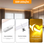 DC5V COB LED Strip With Switch 320Leds/m Flexible Neon Light USB Power Waterproof FOB LED Lights 3000K-6000K Ribbon Tape