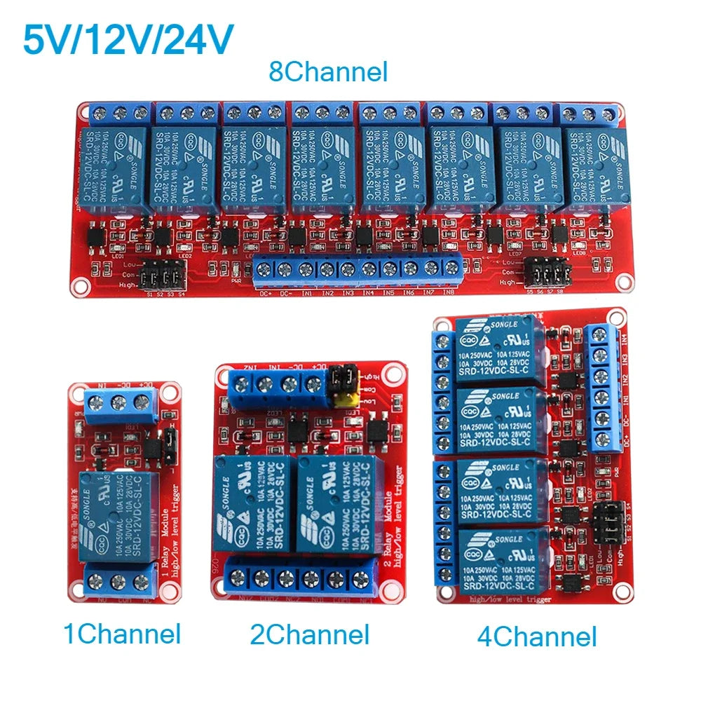 1/2/4/8 Channel High/Low Level Trigger Relay Module 5V12V24V Ome Intelligent Control Module with Optocoupler Isolation Output
