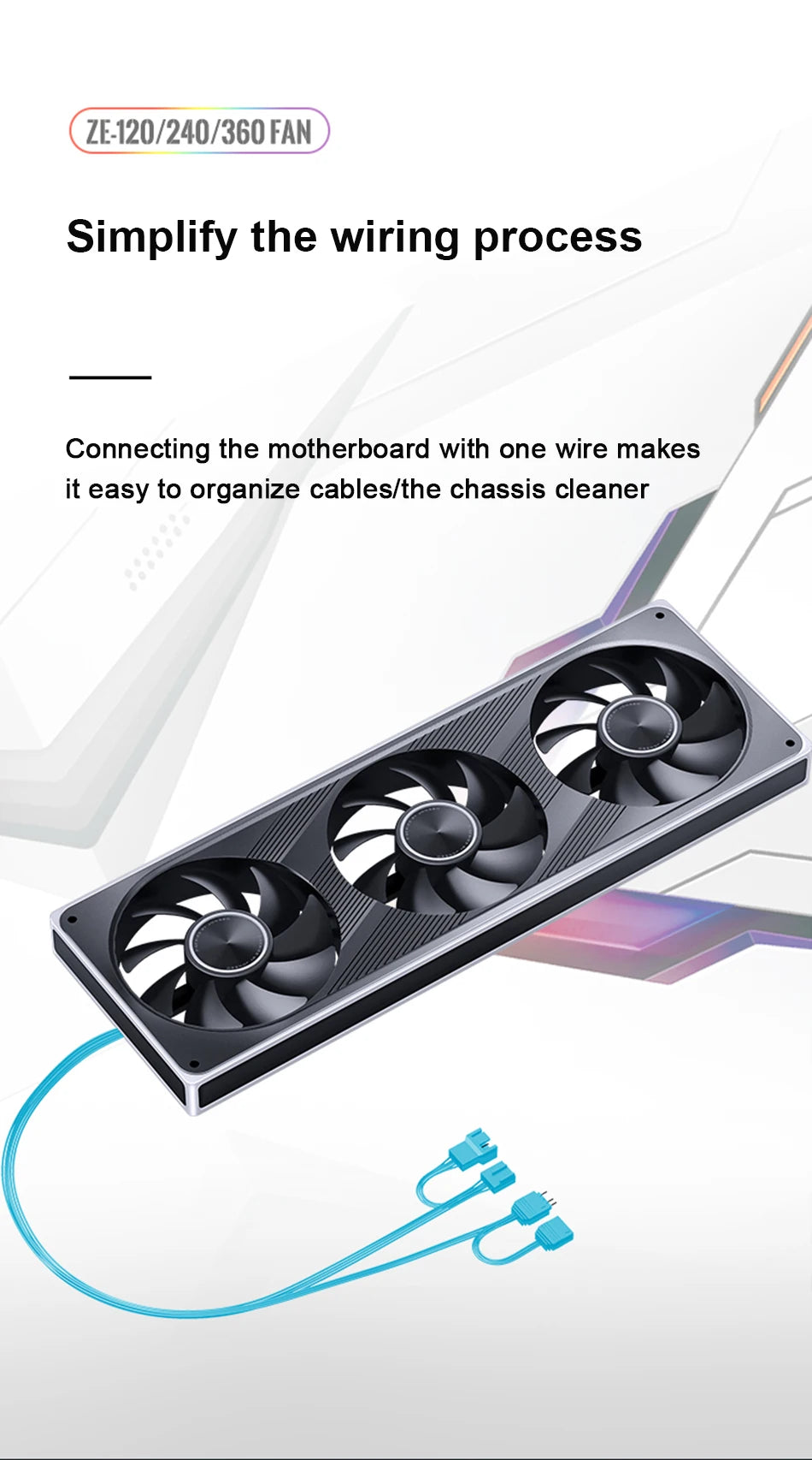 Jonsbo ZE-120/240/360 PC Case Fan ARGB 12V 4PIN PWM 5V 3PIN ARGB 120mm Integrated Desktop Computer Chassis Fan  AIR Cooling Fans