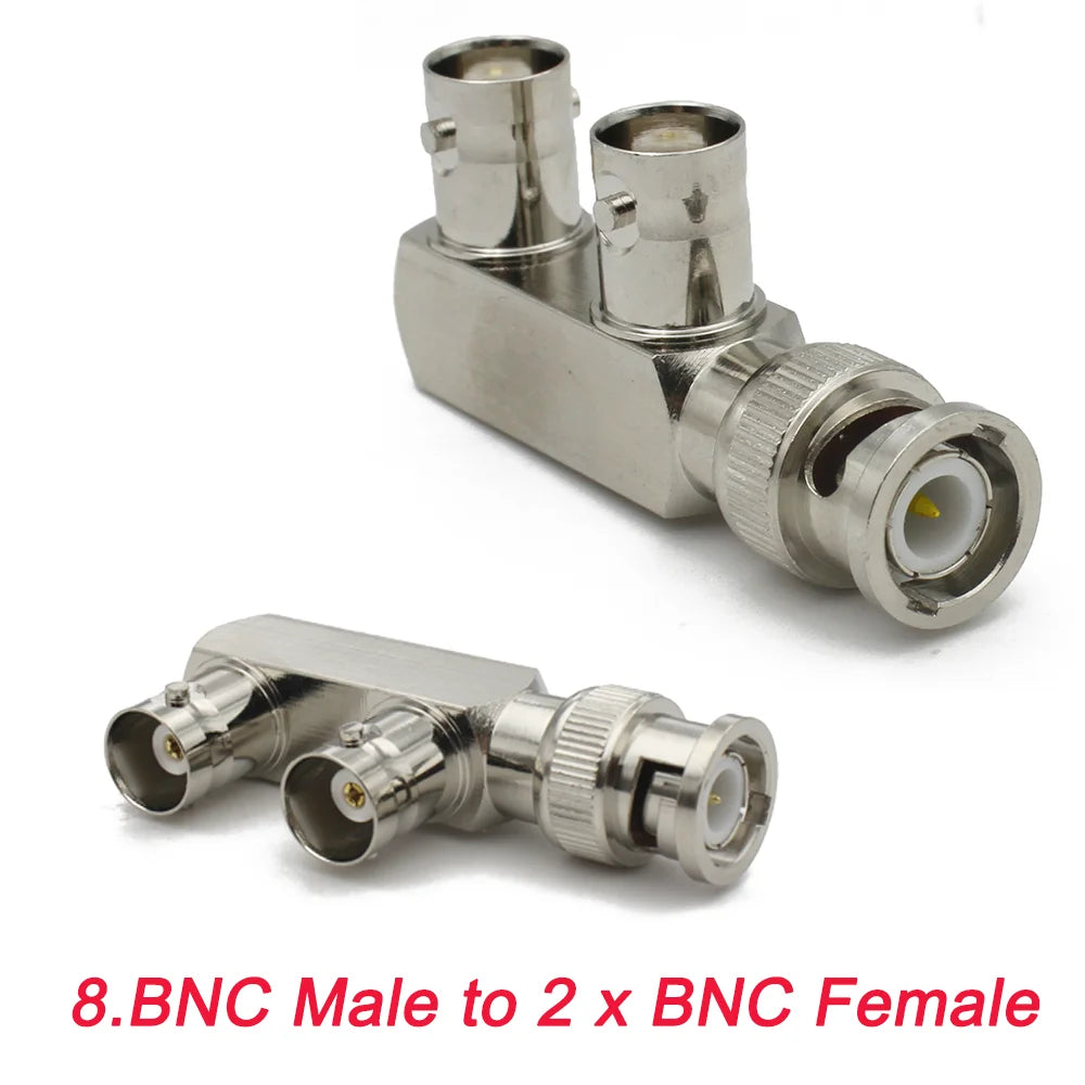1pc/lot BNC Q9 Adapter BNC Male To BNC Double Male Female 90 Degree Straight Tee Shape RF Coaxial Connector 3way 4way Splitter