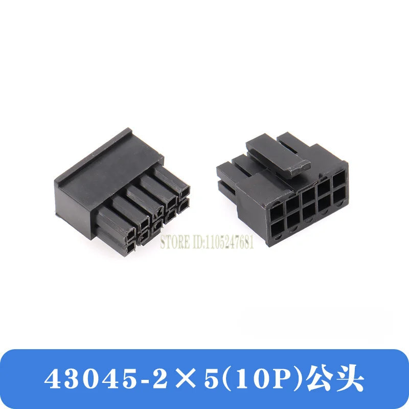 10sets Mx3.0 3.0mm Pitch Micro-fit 3.0 Connector Housing 2*1/2/3/4/5/6/8/10/12 Pin Male + Terminal Molex 43030 2p/3p/4p/5p