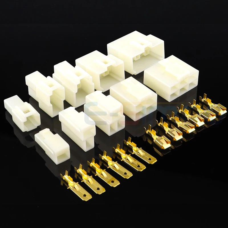 6.3MM 1/2/3/4/6/8/9/12/14/21 PIN Automotive Electrical Connector Cable Terminal Plug Kits Motorcycle For Ebike Car Terminal