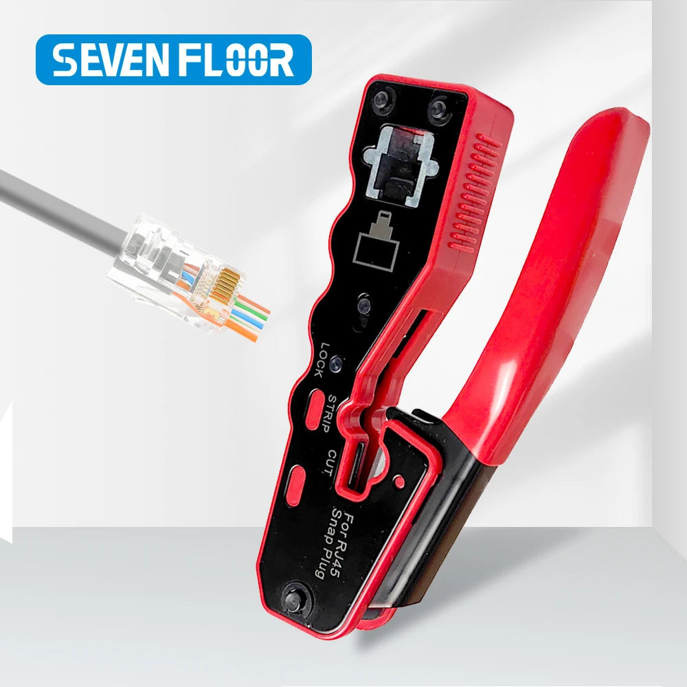 RJ45 Crimp Tool Pass Through Crimper Cutter for Cat6a Cat6 Cat5 8P8C Modular Connector Ethernet All-in-one Wire Tool