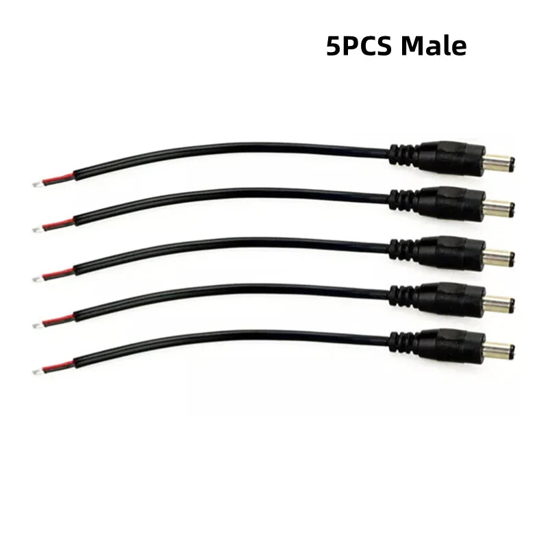 5.5mm X 2.1mm DC Jack Connectors Power Extension Cable 22AWG Female Male DC Plug Adapter For CCTV Camera 5050 3528 LED Strip