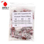 CBB Capacitor Assortment Kit 100V 10nF - 470nF 100PCS=10values*10pcs Metallized Polyester Film Capacitors KIT DIY