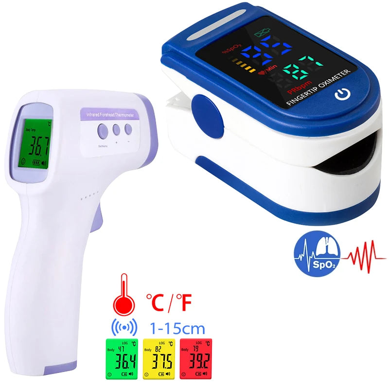 Medical Thermometer Test Kit LED Display Digital Oximeter or Non-Contact Thermometer For Baby Adult Mini