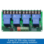 1 2 4 Channel Relay Module 30A With Optocoupler Isolation 1 Way 5V 12V 24V Supports High And low Triger Trigger