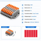 2P-30P Lever Electrical Wire Connector Terminal Block Electrical Cable Connectors Wire Terminals 1 In 1 Out Screw Mount 600V 32A