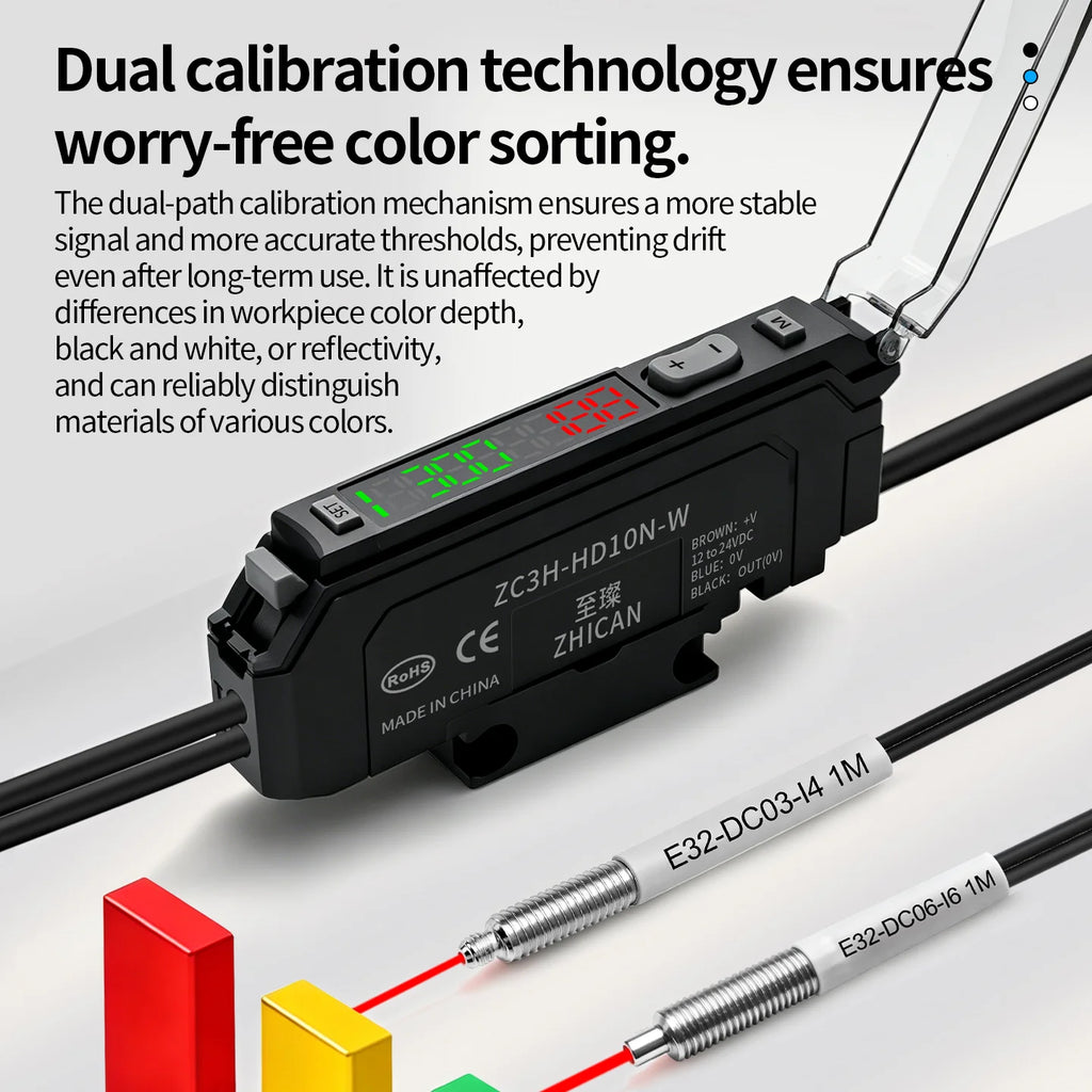 Intelligent Digital Display Fiber Optic Amplifier Sensor for Long and Short Distance Diffuse Reflection Induction Photoelectric