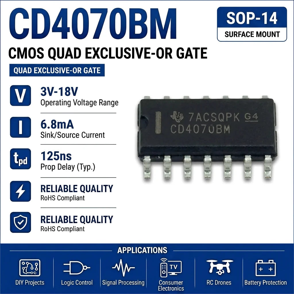 (10 pcs) CD4070BE DIP-14/CD4070BM SOP-14 CD4070 XOR Gate Quad 2-Input CMOS 3V-18V