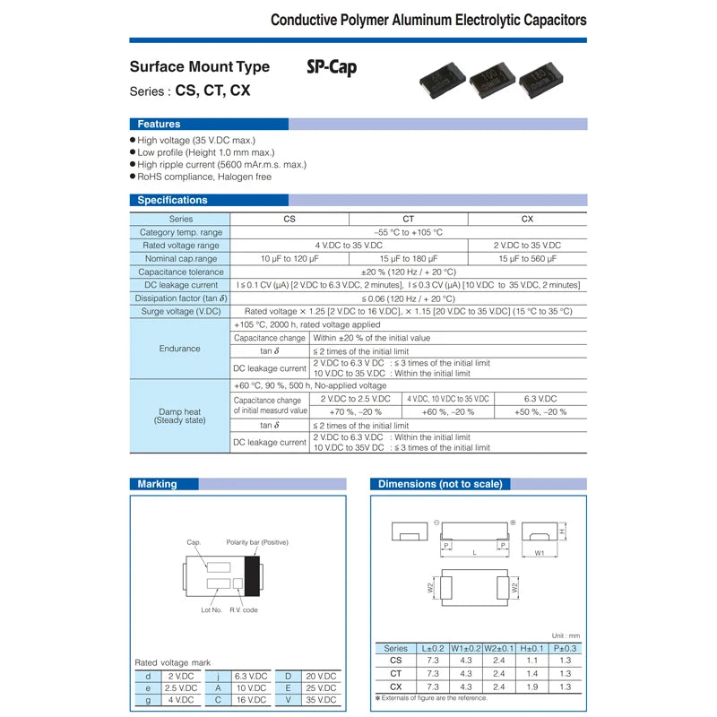 10PCS EEFCX0J101R 6.3V100uF D-type 7343 code 100 ultra-thin SP Cap polymer tantalum capacitor conductive polymer aluminum electr