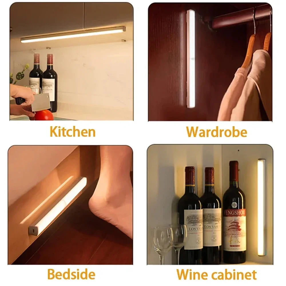 Runtowo 2pcs LED Motion Sensor Light Wireless Night Light Rechargeable Light Cabinet Wardrobe Staircase Backlight For Kitchen
