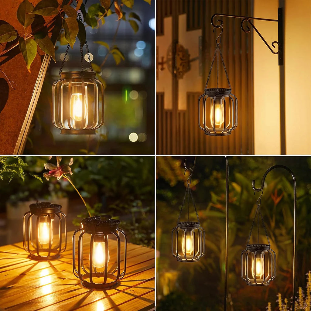 Solar Lantern Led Light Daylight Sensor Garden Lamps Lights Outdoor Waterproof 3000k Landscape Iron-art With Durable Chain Decor