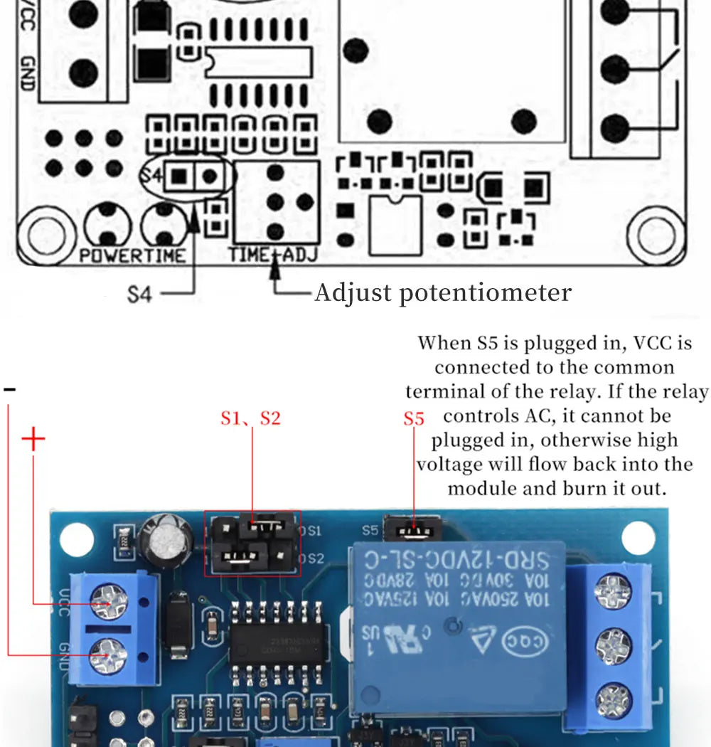 High Quality Delay Relay Delay Turn On / Delay Turn Off Switch Module with Timer DC 12V 5V