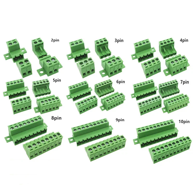 1Set 2EDGRKC Green Solderless Docking Screw Terminal Block 5.08MM PCB Plug-In Type 2EDG Connector for Electronics