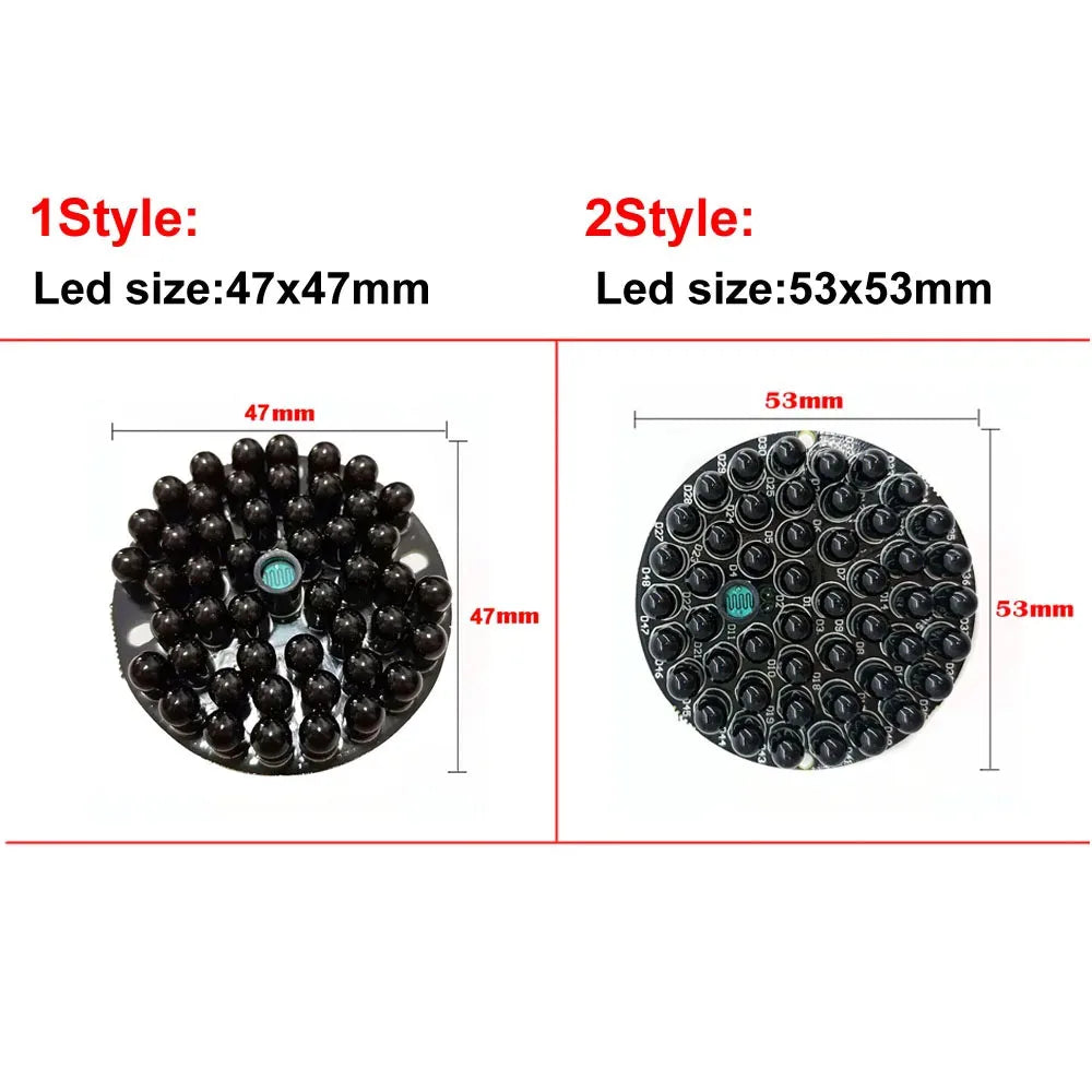 940nm Invisible Infrared 48pcs IR LEDs Night Vision IR Fill Lights PCB Board No Red Exposure At Night +Power Cable