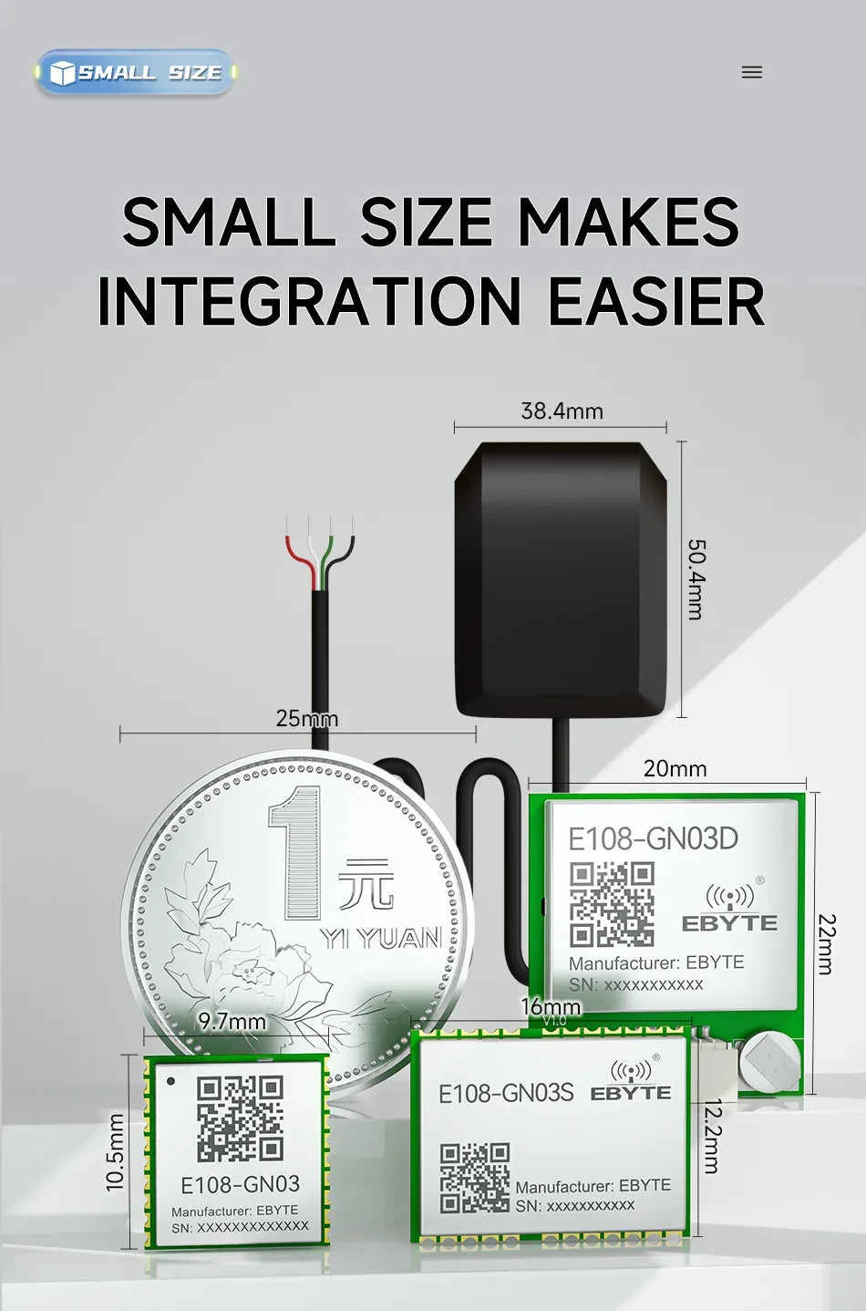 GNSS Module MultiMode Satellite Position Navigation BDS GPS GLONASS CDSENT E108-GN03 Series Low Power Consumption Small Size