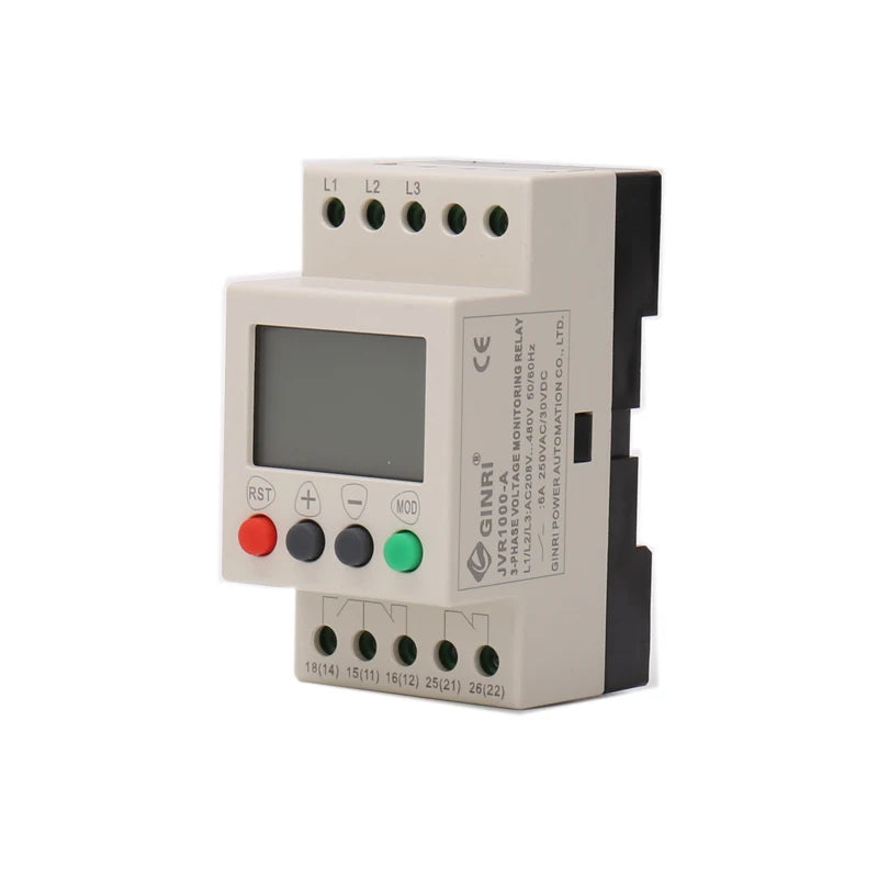 JVR1000-A  LCD Three-phase Voltage Monitoring Relay  with Overvoltage Undervoltage phase sequence phase loss voltage unbalance