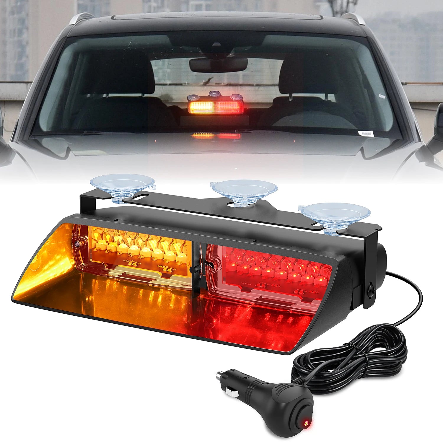 Nilight Bright LED Strobe Lights , Car Windshield Warning Flash Light with Suction Cups, Hazard Safety Lamp for Truck