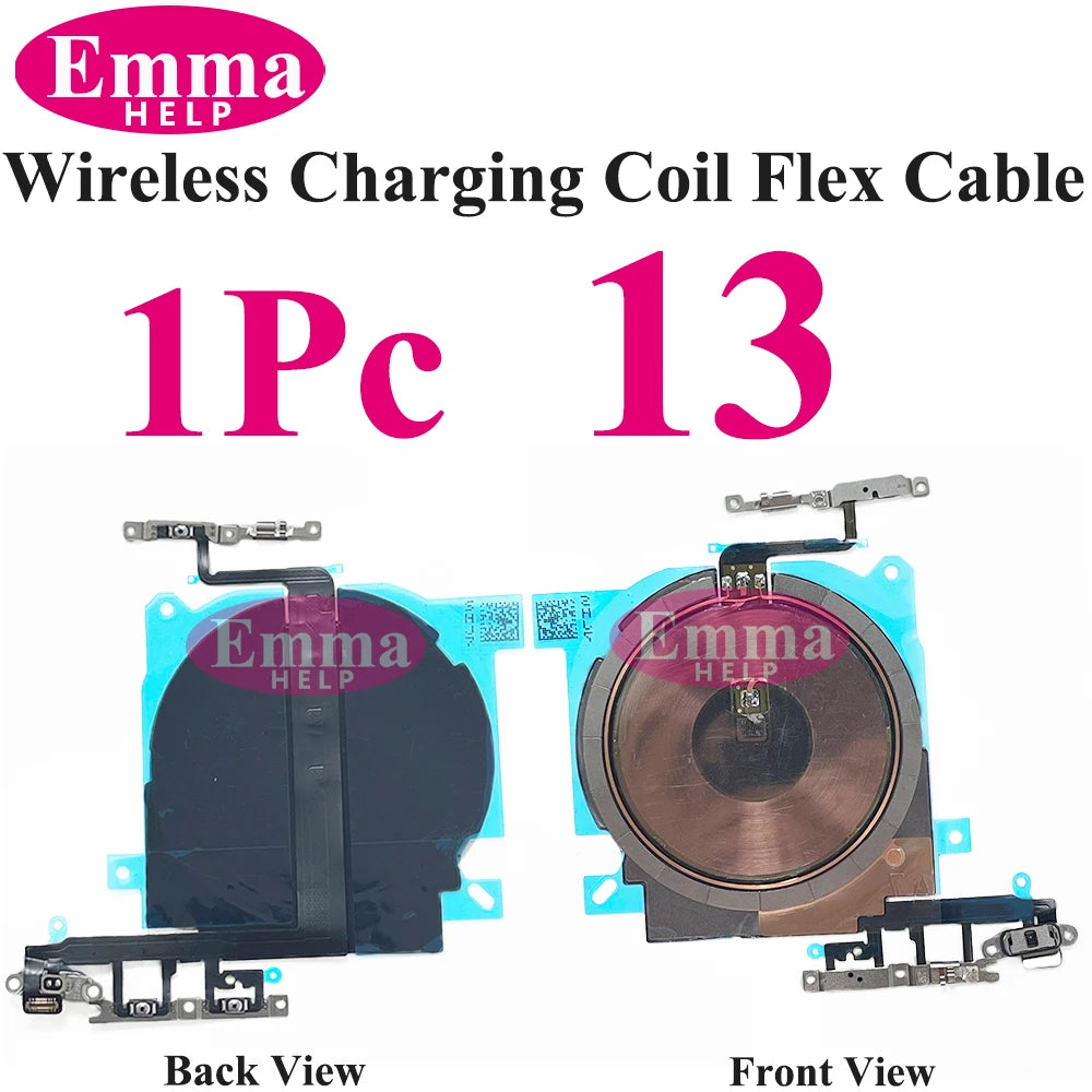 Wireless Charging Coil NFC + Power Volume Flex Cable for iPhone 14 14 Plus 15 15 Pro Max 16 – WPC Charging Antenna