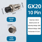 GX20 Aviation Connector 2/3/4/5/6/7/8 Pin Male Female Metal Plug Socket Push Pull Cable Connector Silver Plated Co