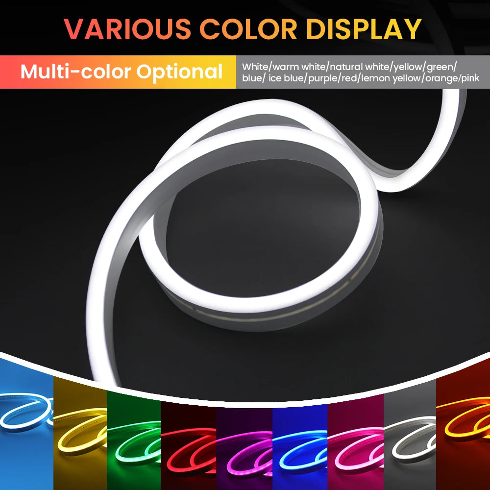 24V IP67 Waterproof Neon Strip SMD2835 1M-20M White/Blue/Pink/Yellow/Green/Orange TV BackLight Home Decor Silicon Tube LED Light