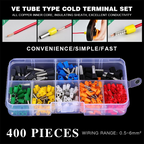 400 pcs Crimping Terminal Kit, Tubular Terminal Blocks, Various Types, Electrical Tube Terminal Blocks, Insulated Wire Terminal
