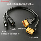 ChengHaoRan 1PC 1.5 M² 30CM Ultra-soft XT60 Plug Male Female Connector to DC 5.5*2.5/5.5*2.1mm M/F Power Cable