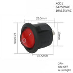 1PCS ON/OFF Round Rocker Switch LED illuminated Car 12V 24V / 6A 250V / 10A 125V 2/3/4PIN Switch 20MM