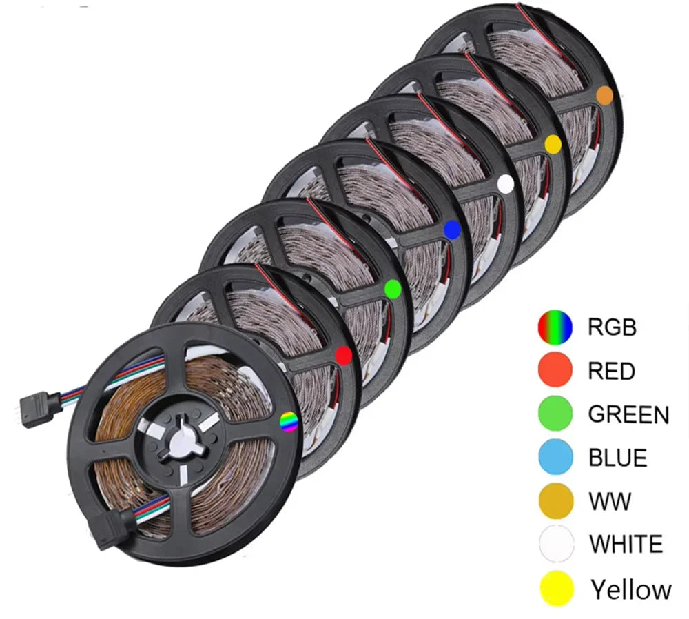 5M LED Strip Light 12V 300 Leds SMD 3528 RGB & Single Color Flexible Ribbon High Quality Home Decoration Lights