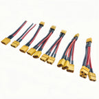 XT60 Parallel Battery Connector 3-Way 12AWG Silicone Wire Male/Female Dual Extension Y Splitter 100mm for Battery Charger Motor