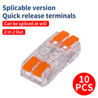 JINH Mini Fast Wiring Cable Connectors Universal Compact Splicing Electrical Conductors 10Pcs Push in Easy Home Terminal Block