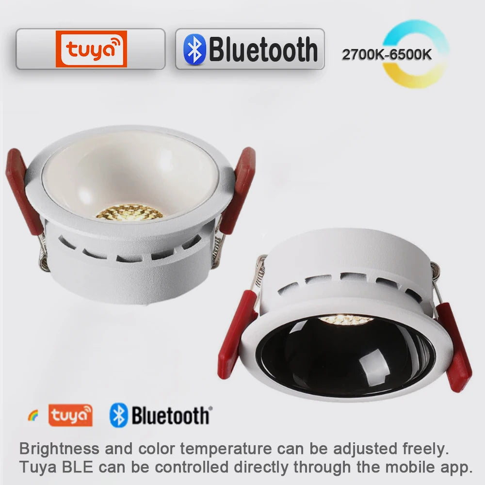 3CCT Tuya Bluetooth/Zigbee Matter Recessed Smart LED Anti Glare Downlight Lamp 7W-20W Spot Light Fixtures Indoor Home Lighting