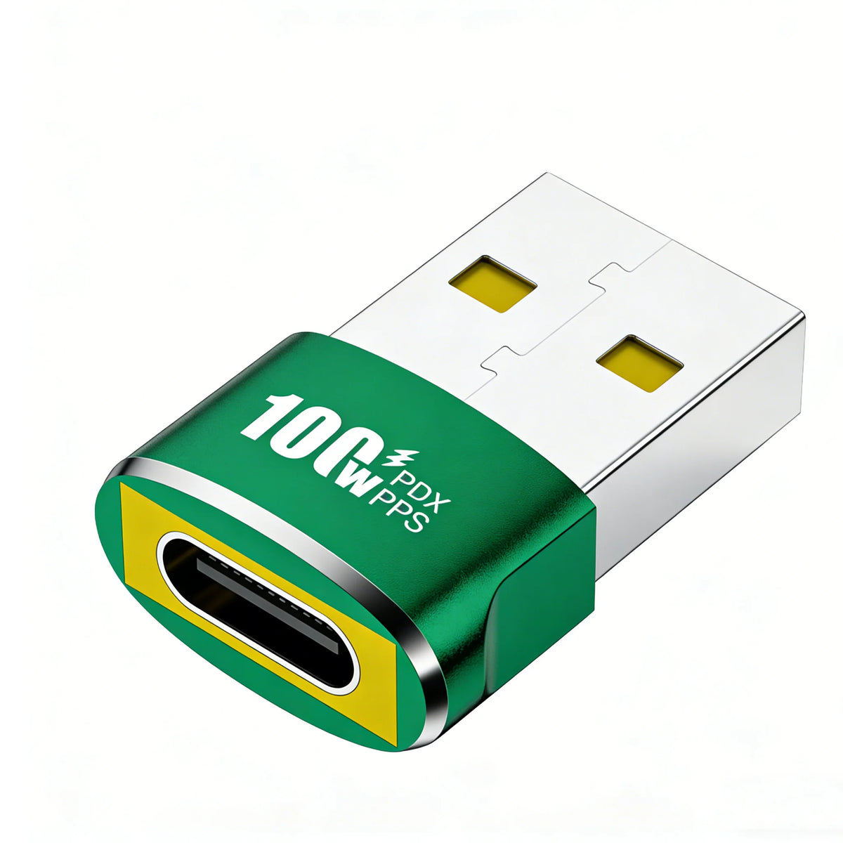 Black /Green 100W PD USB to Type-C OTG Adapter - USB-C Female to USB-A Male