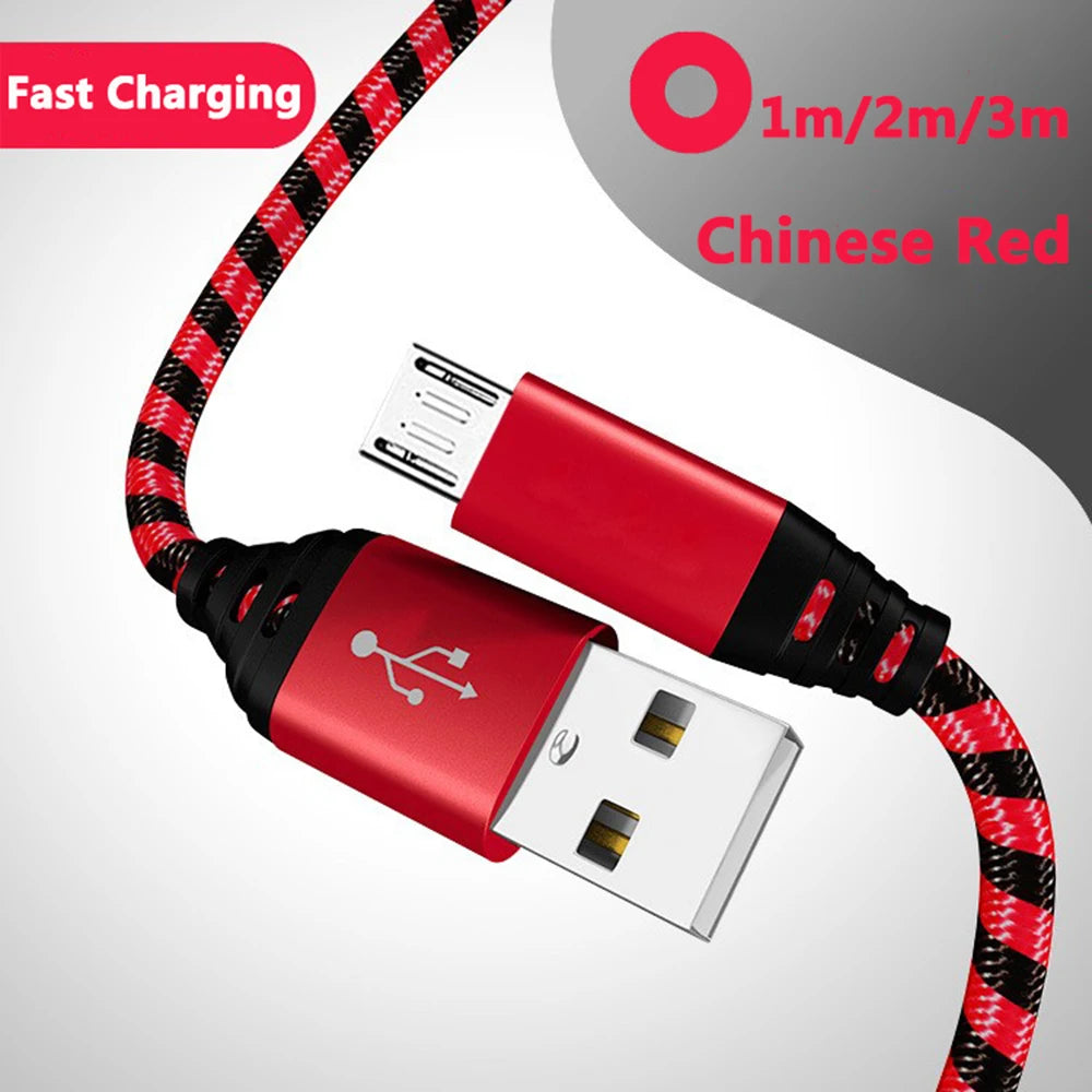 Nylon Braided Wire Charger Cable Micro USB Cable Date Sync 2A Fast Charging For Samsung A3/A5/A7A Huawei Android Mobile Phone