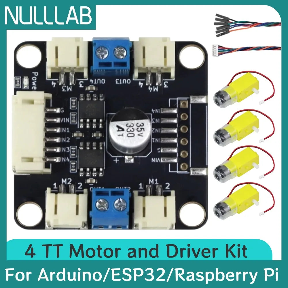 4 TT Motor and Driver Kit 4 DC Motor Compact Replacement for L298N DIY Robot Car Starter Kit for Arduino/ESP32/Raspberry Pi