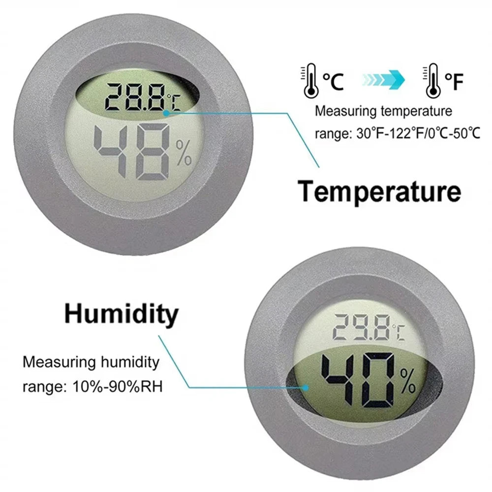 Mini Hygrometer Thermometer Fahrenheit or Celsius Meter Digital LCD Monitor Indoor Room Round Humidity Temperature Gauge